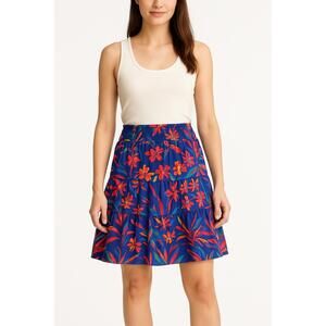 J.Crew Skirt Knee Length Small Floral Tiered Elastic Waist Feminine Preppy